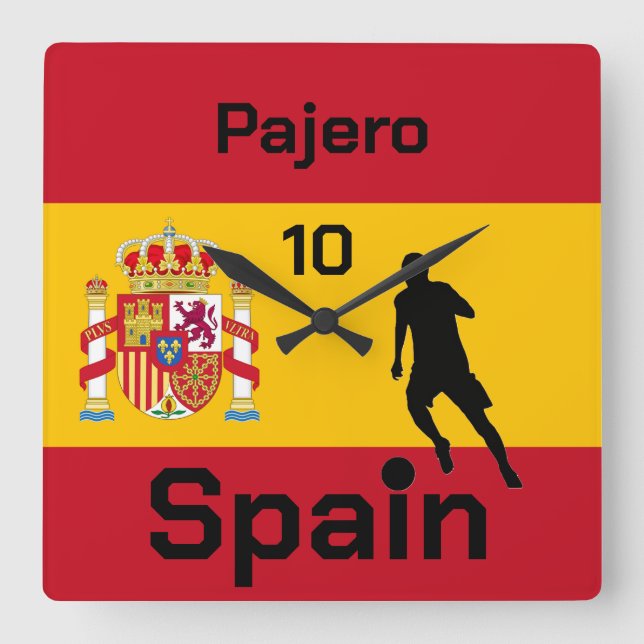 Spanish Soccer, customisable  Square Wall Clock (Front)