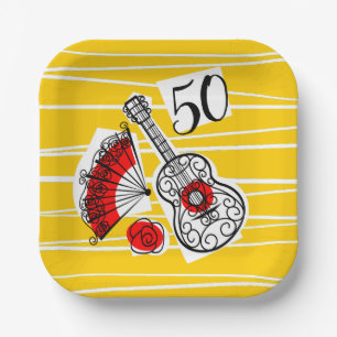 Spanish Souvenirs 50 Age square paper plate