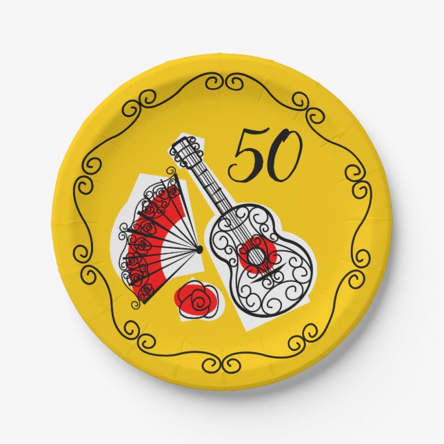 Spanish Souvenirs Border 50 paper plate (Front)