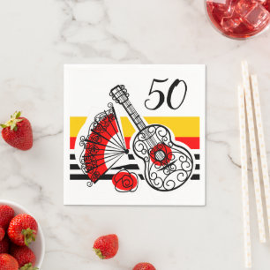 Spanish Souvenirs Classic Stripe 50 Age Napkin
