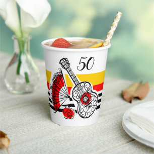 Spanish Souvenirs Classic Stripe 50 Age Paper Cups