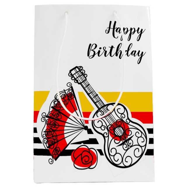 Spanish Souvenirs Classic Stripe Birthday medium Gift Bag (Front)
