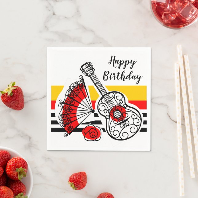 Spanish Souvenirs Classic Stripe Birthday Napkin (Insitu)