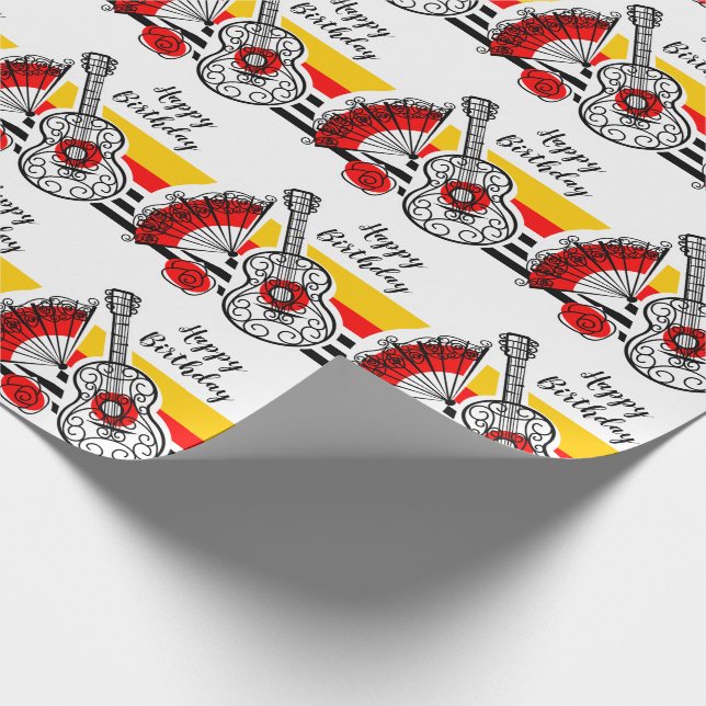 Spanish Souvenirs Classic Stripe Birthday Wrapping Paper (Corner)