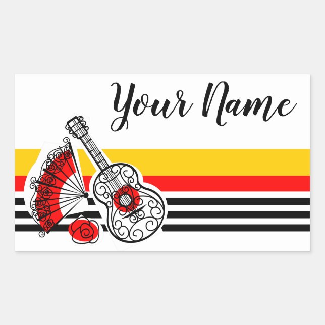 Spanish Souvenirs Classic Stripe Name rectangle Rectangular Sticker (Front)