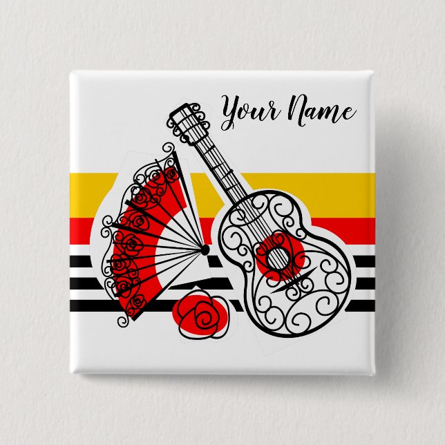 Spanish Souvenirs Classic Stripe Name square 15 Cm Square Badge (Front)