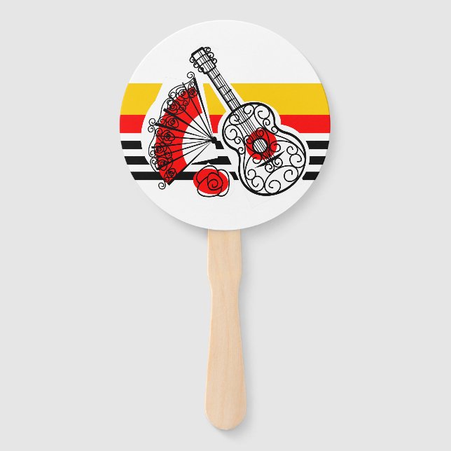 Spanish Souvenirs Classic Stripe Text round fan (Front)