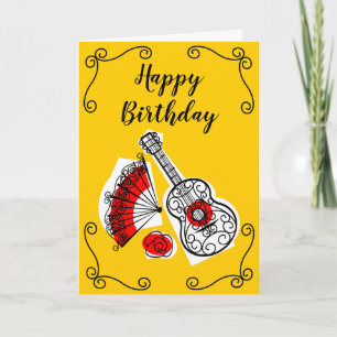 Spanish Souvenirs Corners Birthday Text vertical Card