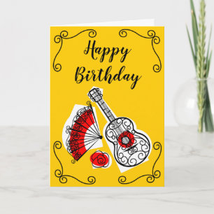 Spanish Souvenirs Corners Birthday vertical Card
