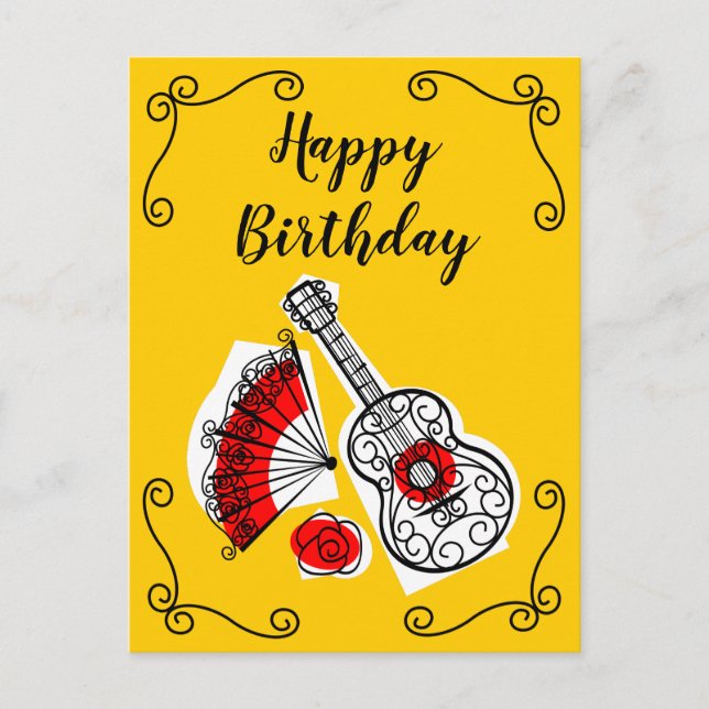 Spanish Souvenirs Corners Birthday vertical Postcard (Front)