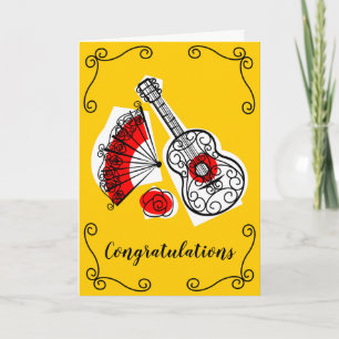 Spanish Souvenirs Corners Congrats Text vertical Thank You Card