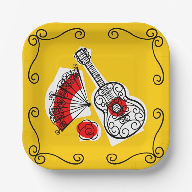Spanish Souvenirs Corners square Paper Plate (Front)