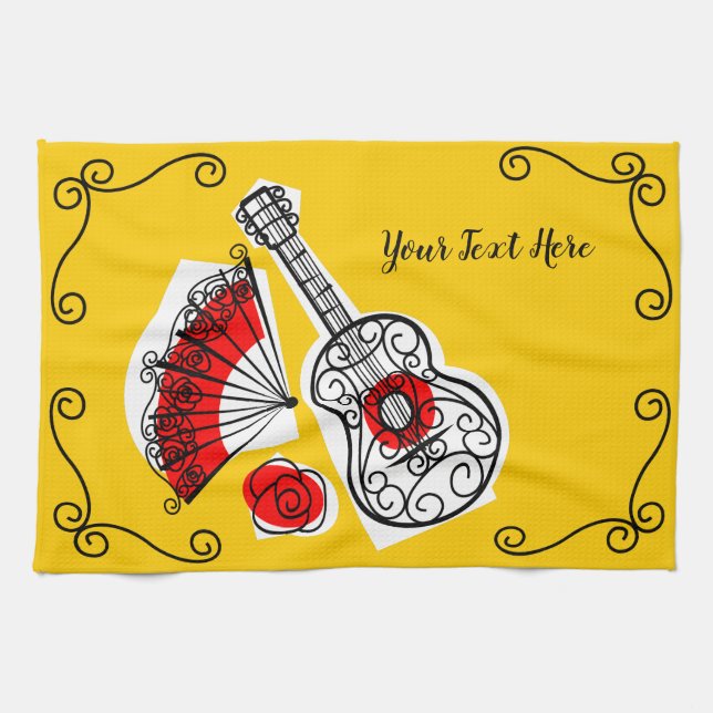 Spanish Souvenirs Corners Text horizontal Tea Towel (Horizontal)