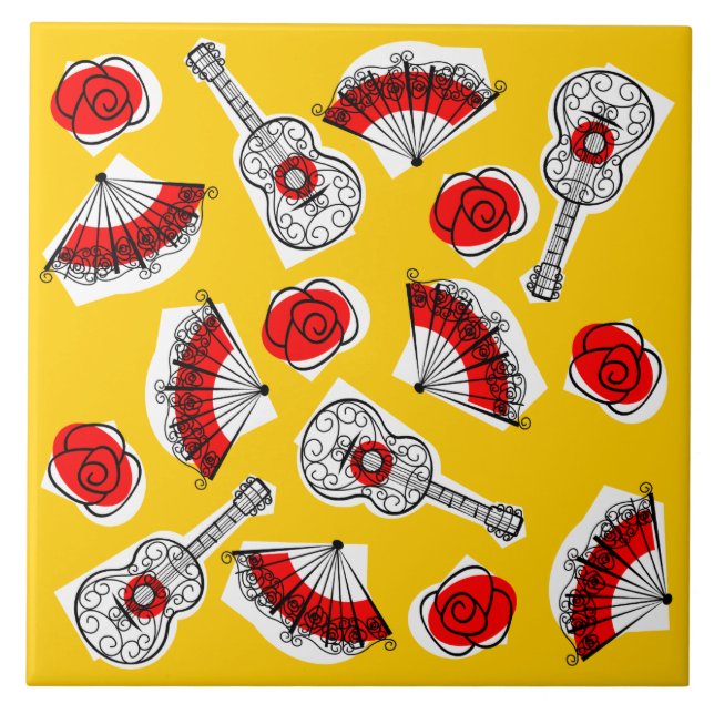 Spanish Souvenirs Multi ceramic tile (Front)