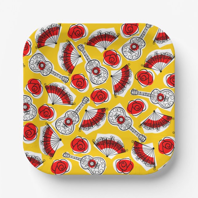 Spanish Souvenirs Multi square Paper Plate (Front)