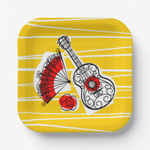 Spanish Souvenirs square Paper Plate
