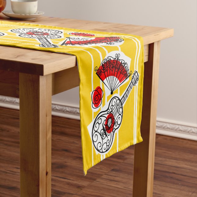 Spanish Souvenirs table runner 14 x 72 (In Situ)