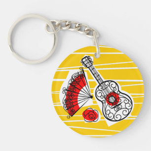 Spanish Souvenirs Text keychain acrylic round