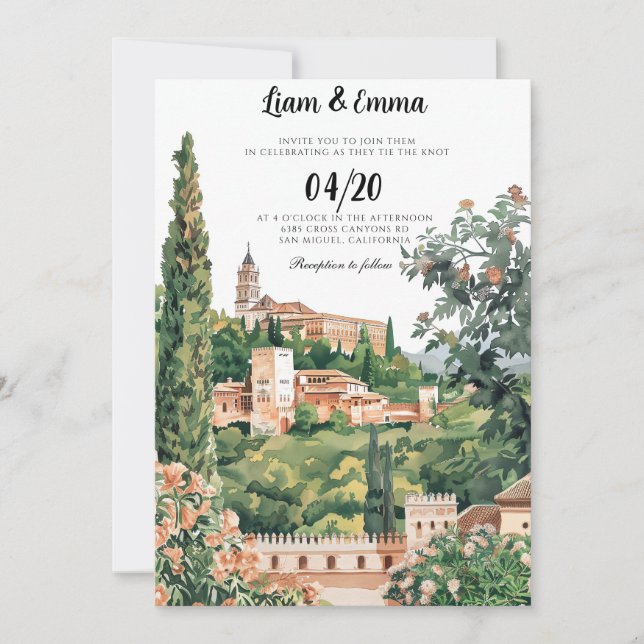 Spanish Spain landscape Destination Wedding Invita Invitation (Front)