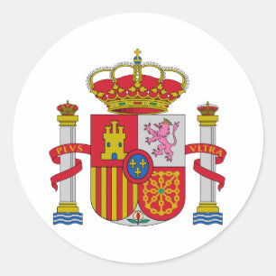 Spanish Spain Official Coat Of Arms Heraldry Symbo Classic Round Sticker