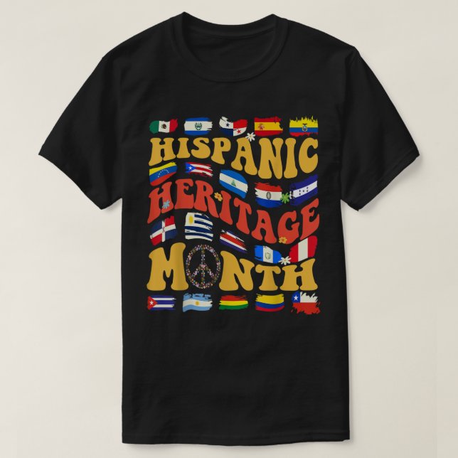 Spanish speaking countries flags hispanic heritage T-Shirt (Design Front)