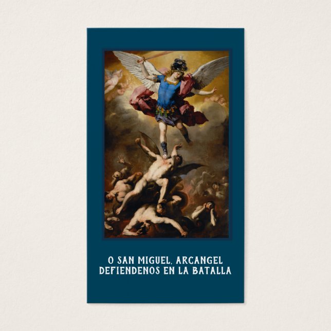 Spanish St. Michael Angels Prayer Holy Card (Front)