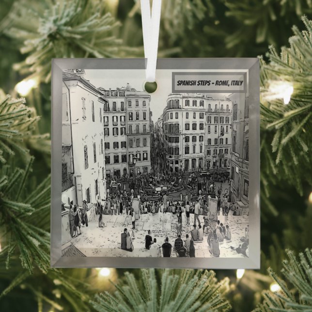 Spanish Steps Rome, Italy  Glass Tree Decoration (Insitu)