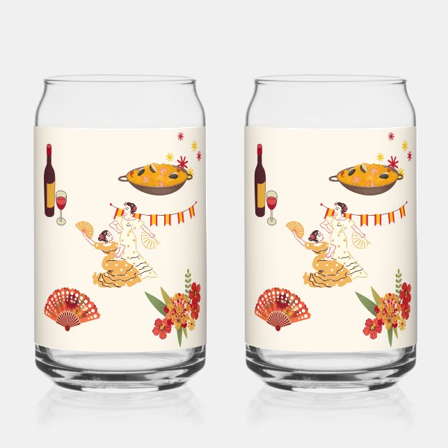 Spanish Style Fiesta Can Glass (Front)