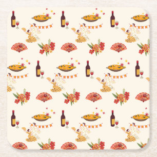 Spanish Style Fiesta Square Paper Coaster