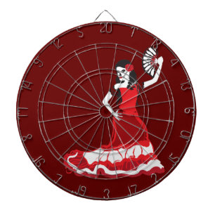 spanish sugar skull dancer dartboard