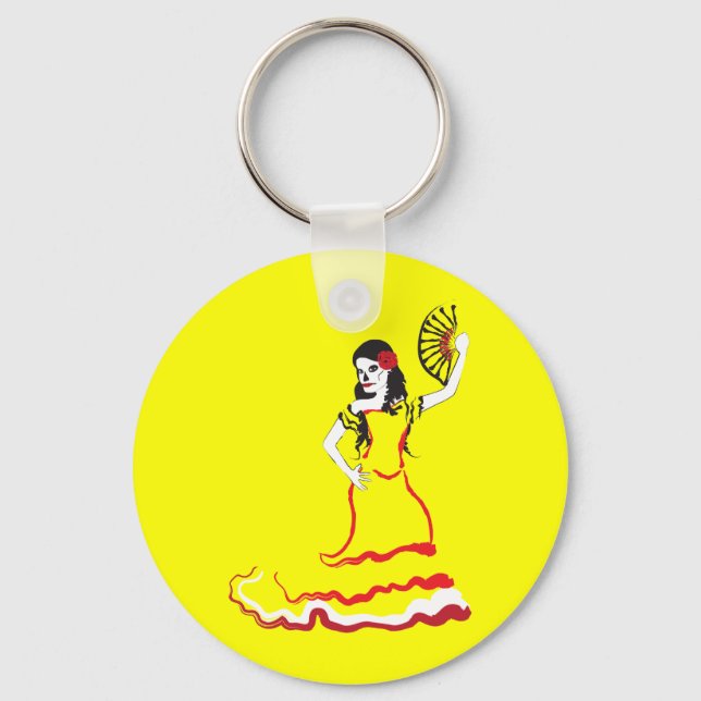spanish sugar skull dancer key ring (Front)