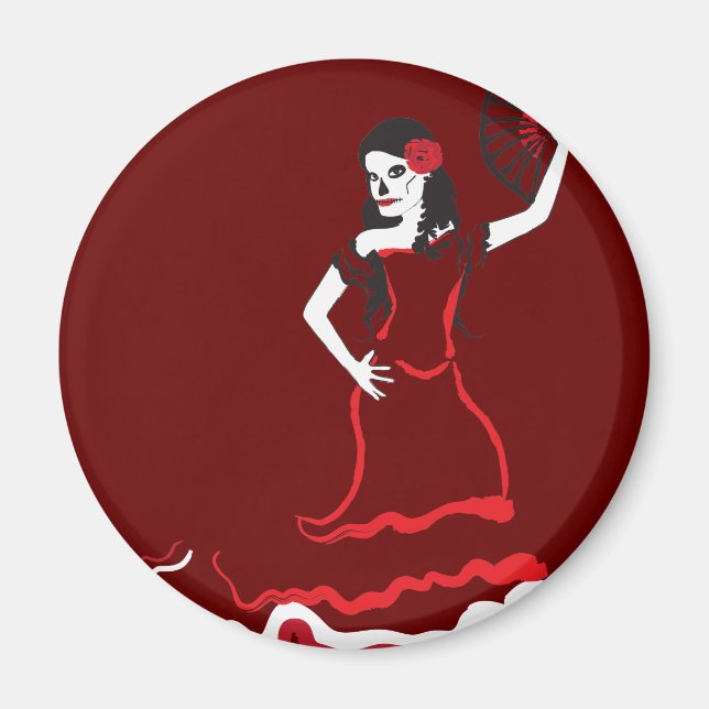 spanish sugar skull dancer magnet (Front)