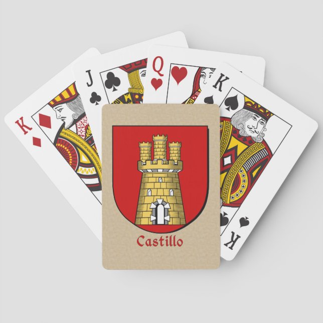 Spanish Surname Castillo Historic Shield Playing Cards (Back)