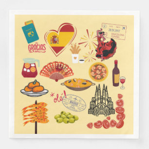 Spanish Symbols Travel Lovers Napkin