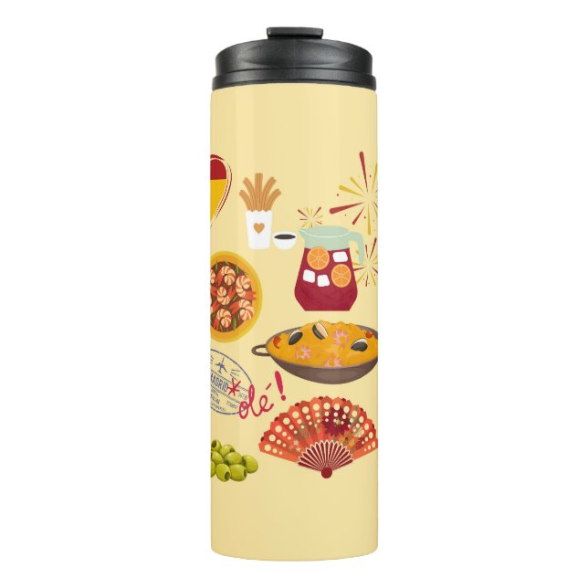  Spanish Symbols Travel Lovers Thermal Tumbler (Front)