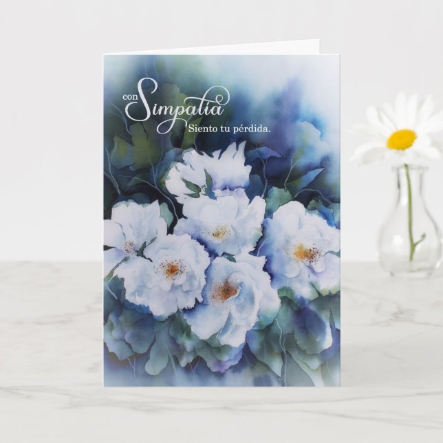 Spanish Sympathy Con Simpatia Blue Flowers Card (Small Plant)