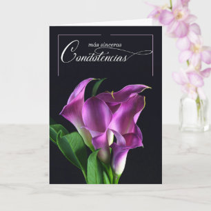 Spanish Sympathy Con Simpatia Purple Lilies Card