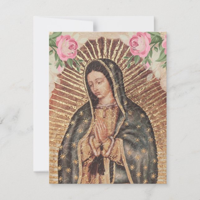 Spanish Sympathy Funeral Thank You Guadalupe Mary Card (Front)