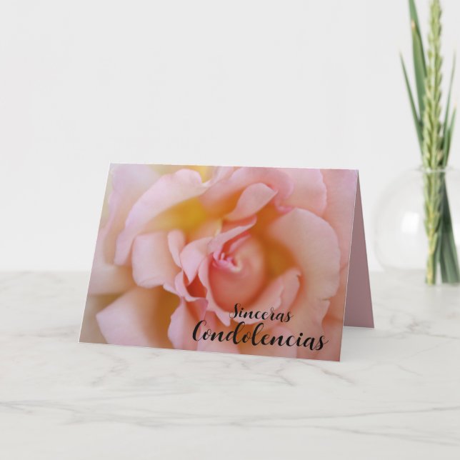 Spanish Sympathy Pink Rose Card (Front)
