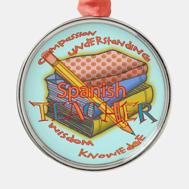 Spanish Teacher deluxe round ornament (Front)
