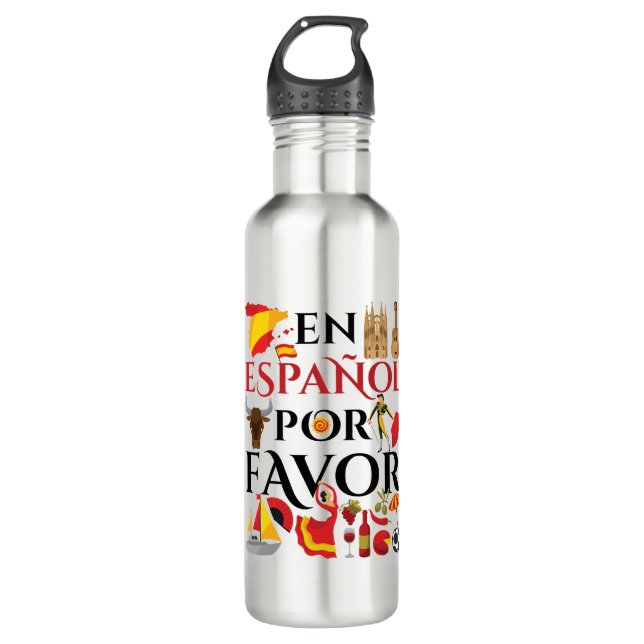 Spanish Teacher En Espanol Por Favor 710 Ml Water Bottle (Front)