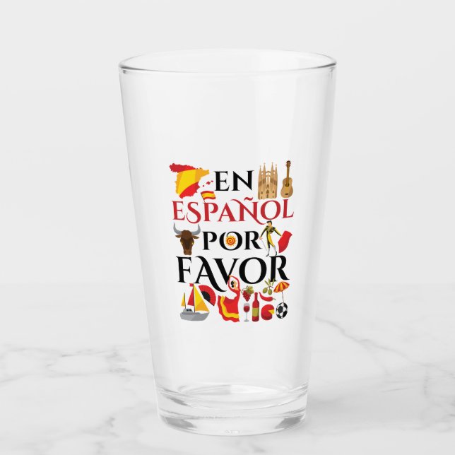 Spanish Teacher En Espanol Por Favour Glass (Front)