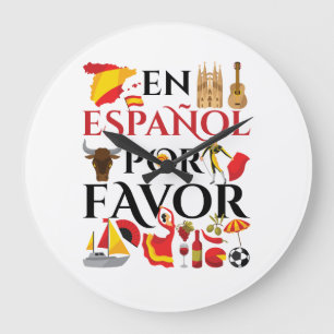 Spanish Teacher En Espanol Por Favour Large Clock