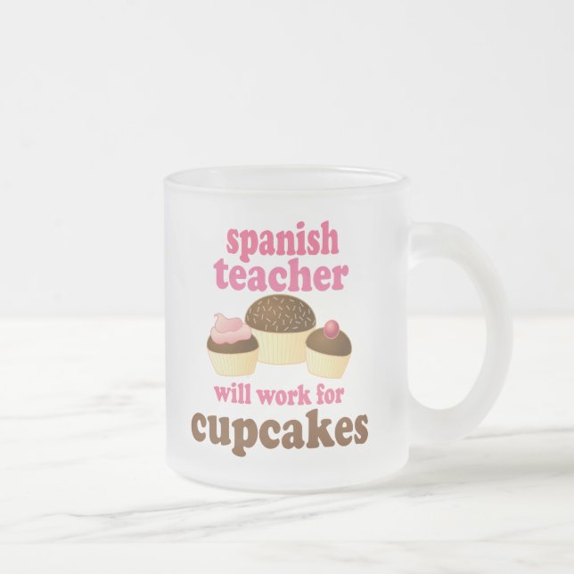 Spanish Teacher (Funny) Gift Frosted Glass Coffee Mug (Right)