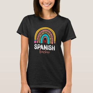 Spanish Teacher Leopard Rainbow Back To School Esp T-Shirt