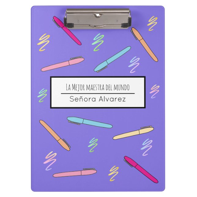 Spanish Teacher Thank You Mejor Maestra del Mundo Clipboard (Front)