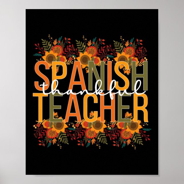Spanish Teacher Thanksgiving Spanish Teaching  Poster (Front)