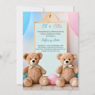 Spanish Teddy Bear Adventure Gender Reveal   Invitation