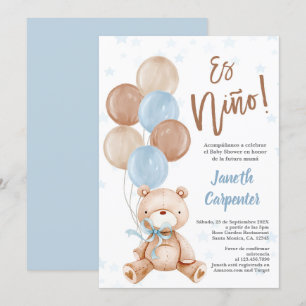 Spanish Teddy Bear Baby shower boy Invitation