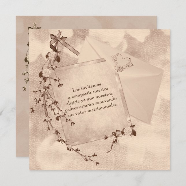 Spanish Text Wedding Vow Renewal invite (Front/Back)